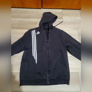 Adidas Essentials Men's Black/White Full-Zip Hoodie 3 Stripes Men's Large L